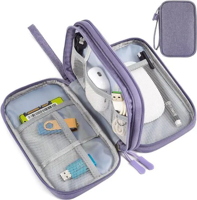 Main image of Electronic Organizer Travel Cable Accessories Bag, Electronic Organizer Case, Electronic Accessories Organizer Bag for Power Bank, Charging Cords, Chargers, Mouse, USB Cable, Earphones (Purple)