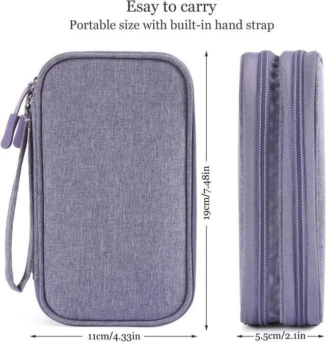 Alt view image 2 of 7 - Electronic Organizer Travel Cable Accessories Bag, Electronic Organizer Case, Electronic Accessories Organizer Bag for Power Bank, Charging Cords, Chargers, Mouse, USB Cable, Earphones (Purple)