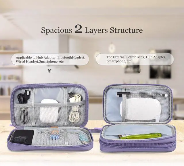 Alt view image 4 of 7 - Electronic Organizer Travel Cable Accessories Bag, Electronic Organizer Case, Electronic Accessories Organizer Bag for Power Bank, Charging Cords, Chargers, Mouse, USB Cable, Earphones (Purple)