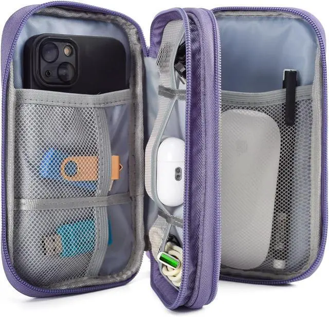 Alt view image 3 of 7 - Electronic Organizer Travel Cable Accessories Bag, Electronic Organizer Case, Electronic Accessories Organizer Bag for Power Bank, Charging Cords, Chargers, Mouse, USB Cable, Earphones (Purple)
