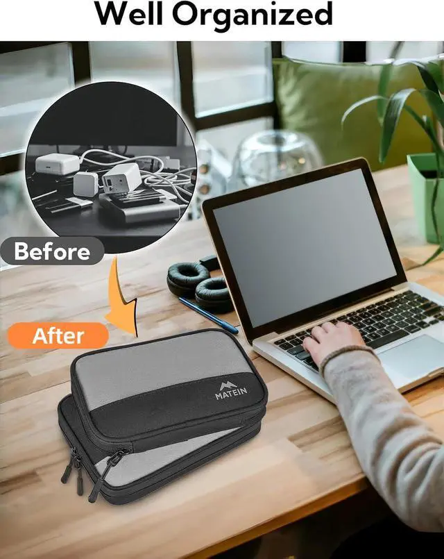 Alt view image 3 of 7 - Travel Electronics Organizer Case 2 Pack, Lightweight Cable Bag