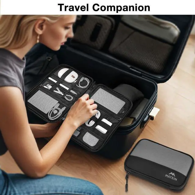 Alt view image 4 of 7 - Travel Electronics Organizer Case 2 Pack, Lightweight Cable Bag