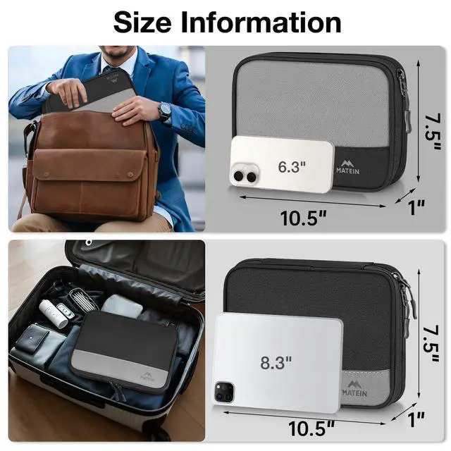 Alt view image 6 of 7 - Travel Electronics Organizer Case 2 Pack, Lightweight Cable Bag