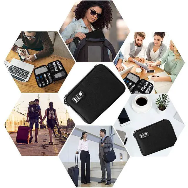 Alt view image 6 of 6 - Travel Cable Organizer Bag Waterproof Portable Electronic Accessories Organizer for USB Cable Cord Phone Charger Headset Wire SD Card with 5pcs Cable Ties(Orange)