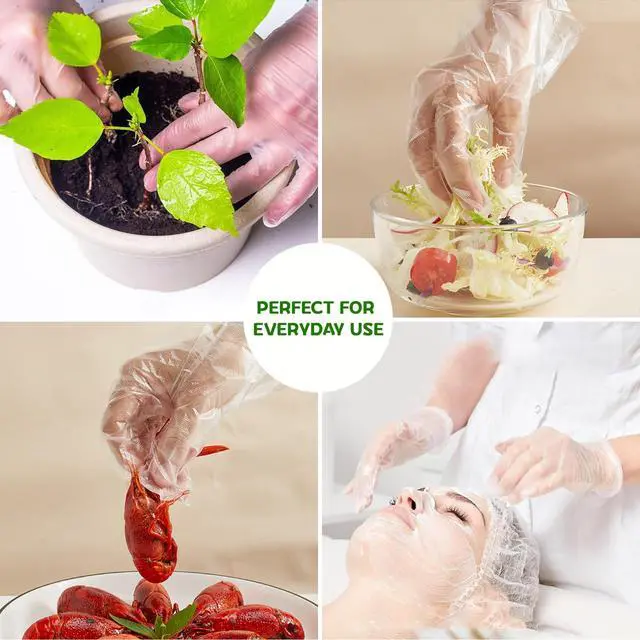 Alt view image 7 of 7 - Disposable TPE Gloves Latex-Free Food Sertving Glove 100/400 Packs for Kitchen, Gardening, Cleaning (100 Count, Medium)