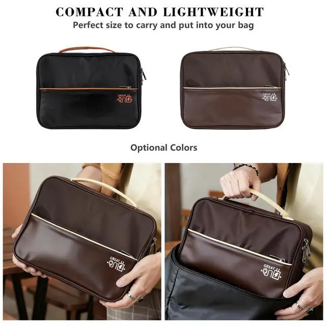 Alt view image 6 of 6 - Electronics Accessories Organizer Bag, Waterproof Double LayerTravel Cable Organizer Case for Cords, Charger, Power Bank,Hard Drive, Mouse -Shockproof Tech Storage Pouch (Classic-two layers-Brown)