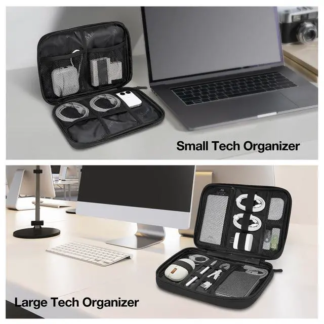 Alt view image 7 of 7 - Travel Electronics Organizer Case 2 Pack, Lightweight Cable Bag