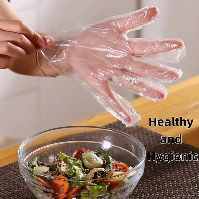 Alt view image 2 of 5 - Disposable Food Prep Gloves - 200 Pairs Plastic Food Safe Disposable Gloves, Food Handling, One Size Fits Most 200 Pairs