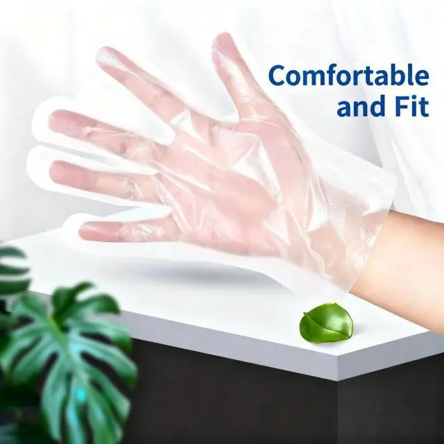 Alt view image 3 of 5 - Disposable Food Prep Gloves - 200 Pairs Plastic Food Safe Disposable Gloves, Food Handling, One Size Fits Most 200 Pairs