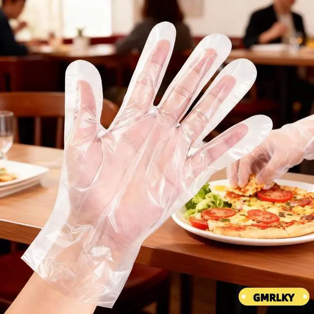 Alt view image 2 of 5 - 200 Pack Disposable Kitchen Gloves, Food Grade Vinyl - Latex Free, Powder Free & Non-Slip for Cooking, Baking, Cleaning & Hair Dyeing&DIY Projects - Multipurpose Food Prep Gloves