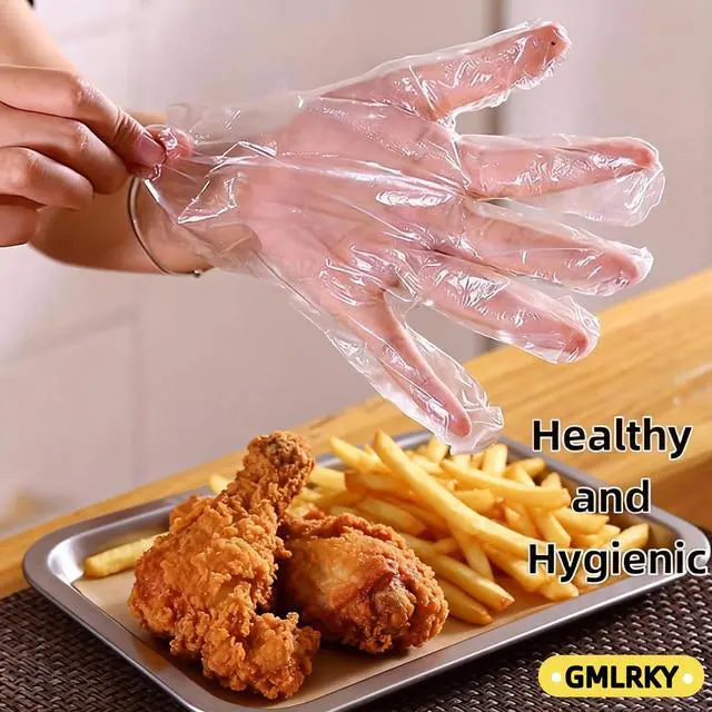 Alt view image 3 of 5 - 200 Pack Disposable Kitchen Gloves, Food Grade Vinyl - Latex Free, Powder Free & Non-Slip for Cooking, Baking, Cleaning & Hair Dyeing&DIY Projects - Multipurpose Food Prep Gloves