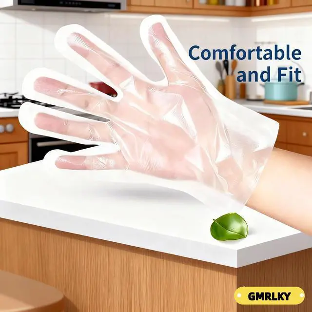 Alt view image 4 of 5 - 200 Pack Disposable Kitchen Gloves, Food Grade Vinyl - Latex Free, Powder Free & Non-Slip for Cooking, Baking, Cleaning & Hair Dyeing&DIY Projects - Multipurpose Food Prep Gloves