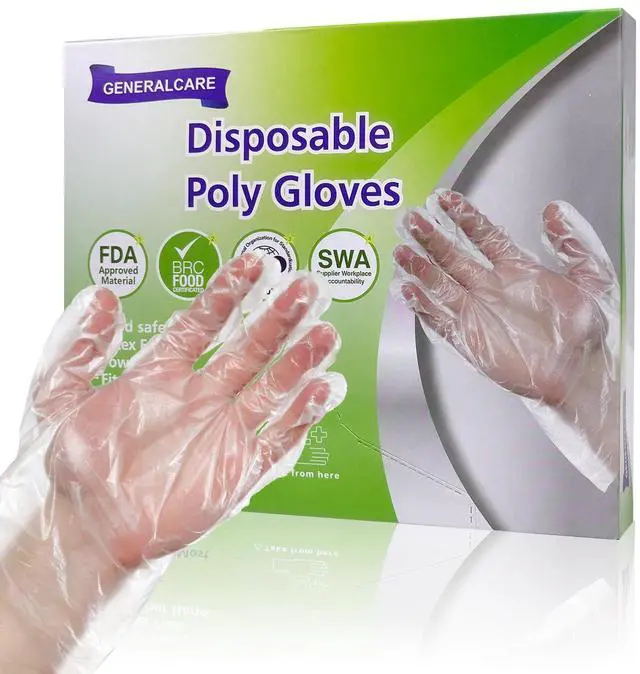 Main image of 50 Pair Disposable Plastic Gloves, Food Grade Clear Gloves for Cooking, Food Handling, Cleaning & Kitchen Use - Textured Grip, One Size Fits All (100)