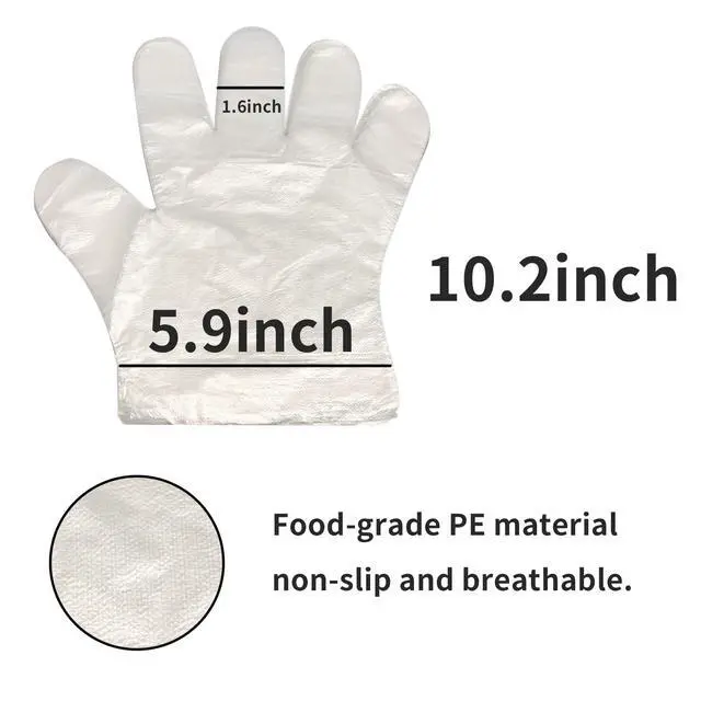 Alt view image 2 of 7 - 200 Pack Disposable Plastic Food Handling Gloves, Clear Service Gloves for Cleaning, Food Handling, and Prep (200)