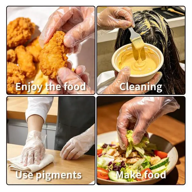 Alt view image 3 of 7 - 200 Pack Disposable Plastic Food Handling Gloves, Clear Service Gloves for Cleaning, Food Handling, and Prep (200)