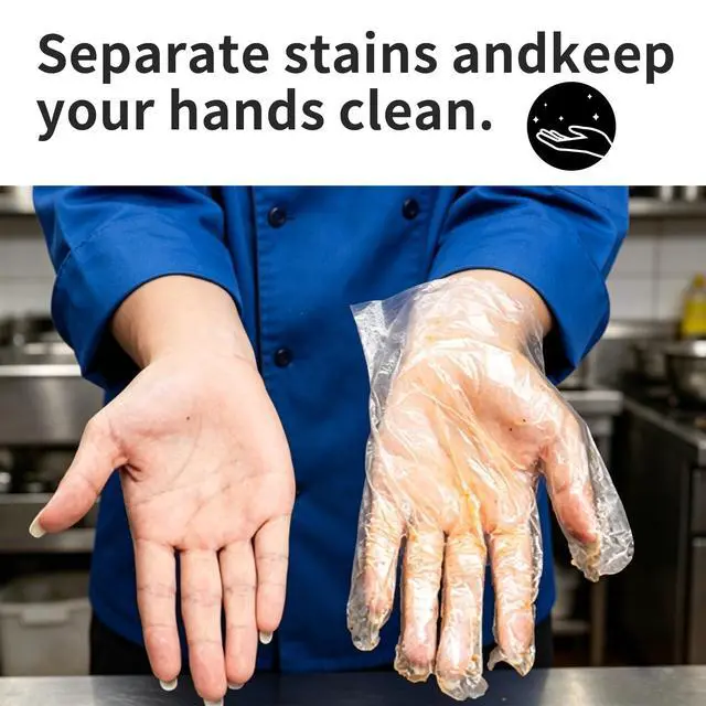 Alt view image 7 of 7 - 200 Pack Disposable Plastic Food Handling Gloves, Clear Service Gloves for Cleaning, Food Handling, and Prep (200)