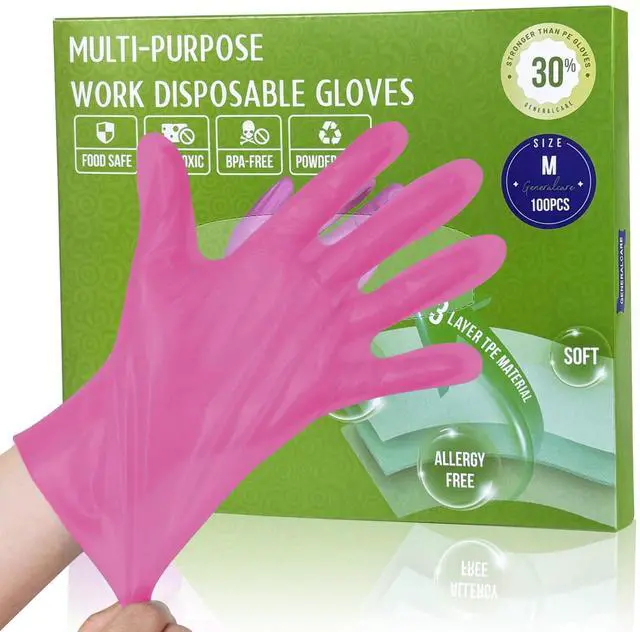 Main image of 100PCS Disposable Plastic Gloves for Food Prep, Gardening & Outdoor Use | Latex-Free, Waterproof