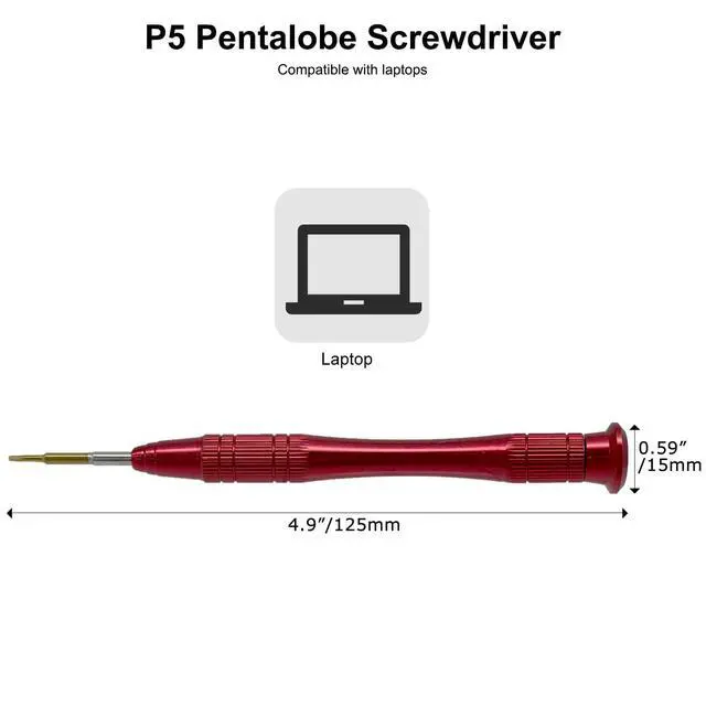 Alt view image 2 of 6 - P5 Pentalobe Screwdriver for Laptop Computer, Rotable Top