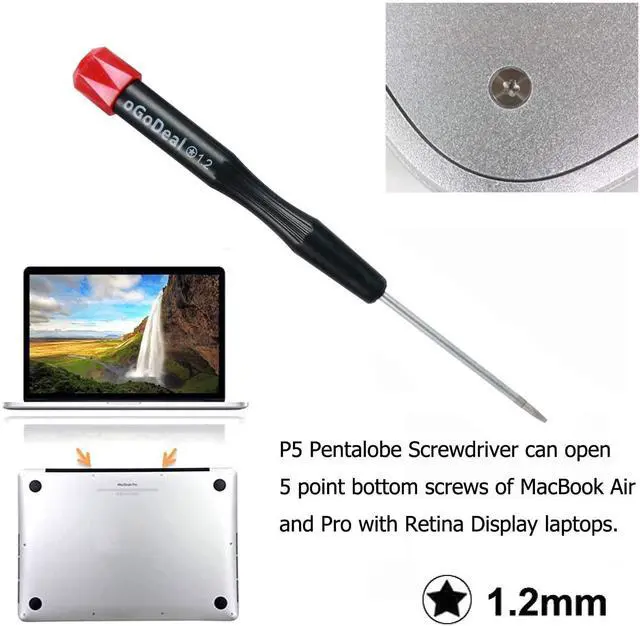 Alt view image 3 of 5 - P2 P5 P6 Pentalobe Screwdriver, 5 Pointed Star, 0.8mm, 1.2mm and 1.5mm, T5 Trox, Screwdriver for Apple, iPhone, Macbook Pro & Air and Retina and Repair Tool