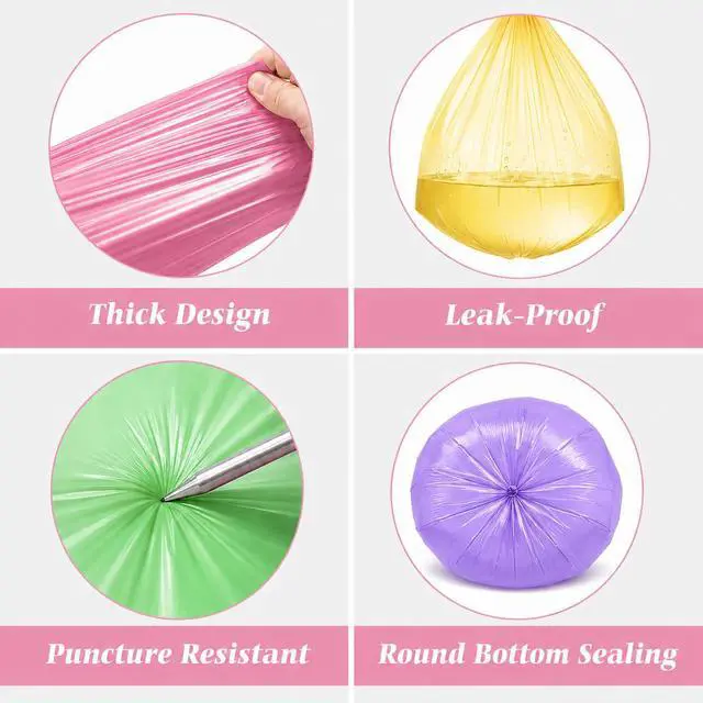 Alt view image 4 of 7 - 4 Gallon 140 Counts Strong Trash Bags Garbage Bags by RayPard, fit 12-15 Liter, 3,3.5,4.5 Gal trash Bin Liners for Home Office Kitchen Bathroom Bedroom, Multicolor