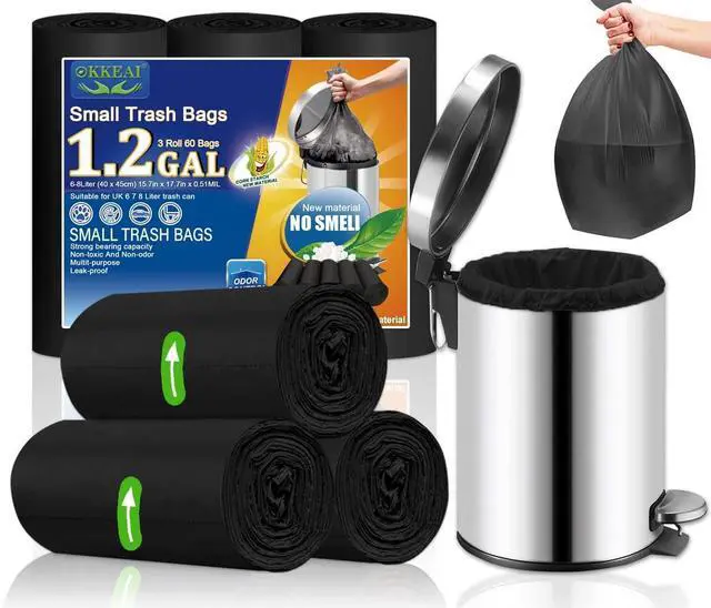 Main image of Small Garbage Bags for Bathroom Can 5 Liter Trash Bags 1.2 Gal Waste Basket Liners for Bathroom Mini Trash Bags Trash Plastic Bags Small