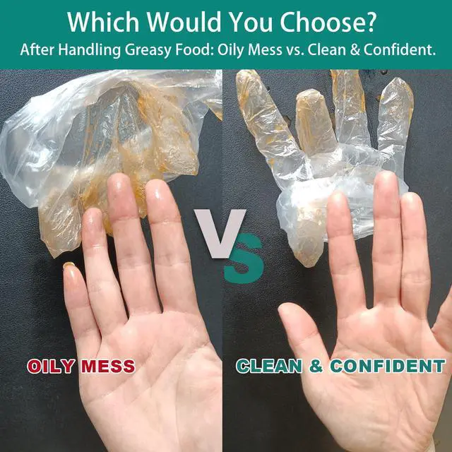 Alt view image 5 of 7 - 200 Pcs Clear Disposable Gloves for Cooking & Food Prep - Extra Large (XL) Heavy Duty Plastic, Food Safe, Latex/Powder Free with Resealable Bag for Cleaning