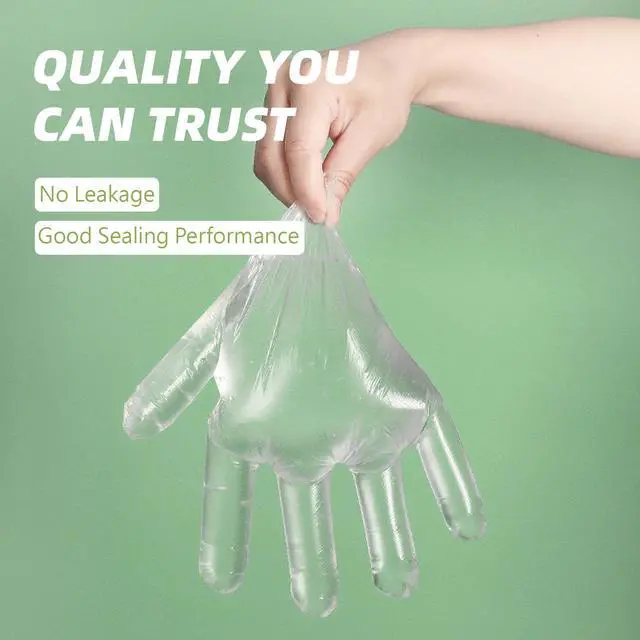 Alt view image 4 of 6 - Disposable Plastic Gloves Food Handling Service Disposable PE Gloves For Cooking (500 Coun)