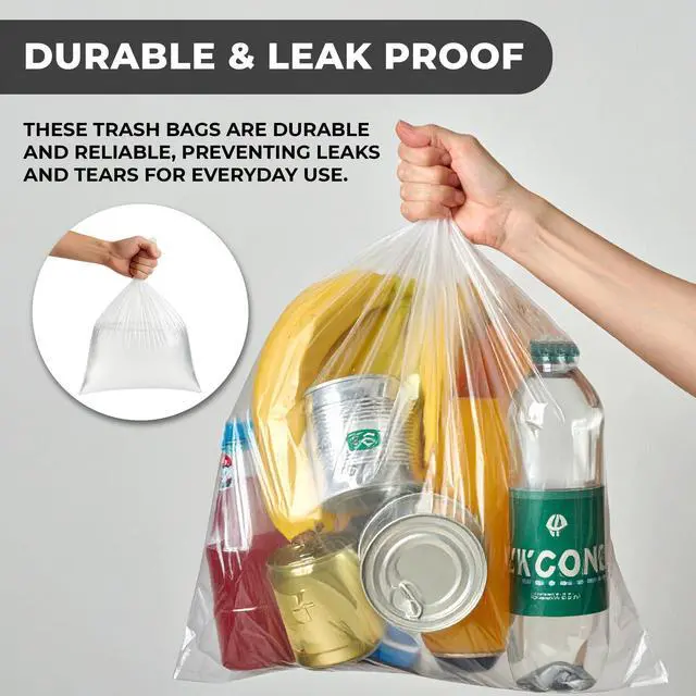 Alt view image 5 of 6 - 4 Gallon Clear Trash Bags, 200 Count 18" x 17" Small Wastebasket Liners for Bathroom, Bedroom & Office 6 Micron Unscented Plastic Bags for Everyday Lightweight Trash