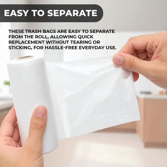 Alt view image 6 of 6 - 4 Gallon Clear Trash Bags, 200 Count 18" x 17" Small Wastebasket Liners for Bathroom, Bedroom & Office 6 Micron Unscented Plastic Bags for Everyday Lightweight Trash