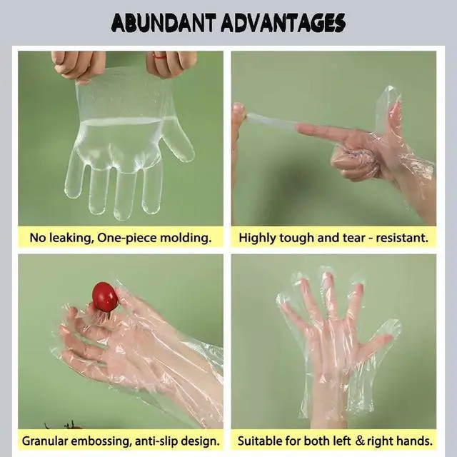 Alt view image 6 of 7 - 500 PCS Disposable Polyethylene Gloves, Clear, One Size Fits Most, Latex-Free, Ambidextrous, for Food Handling and General Purpose