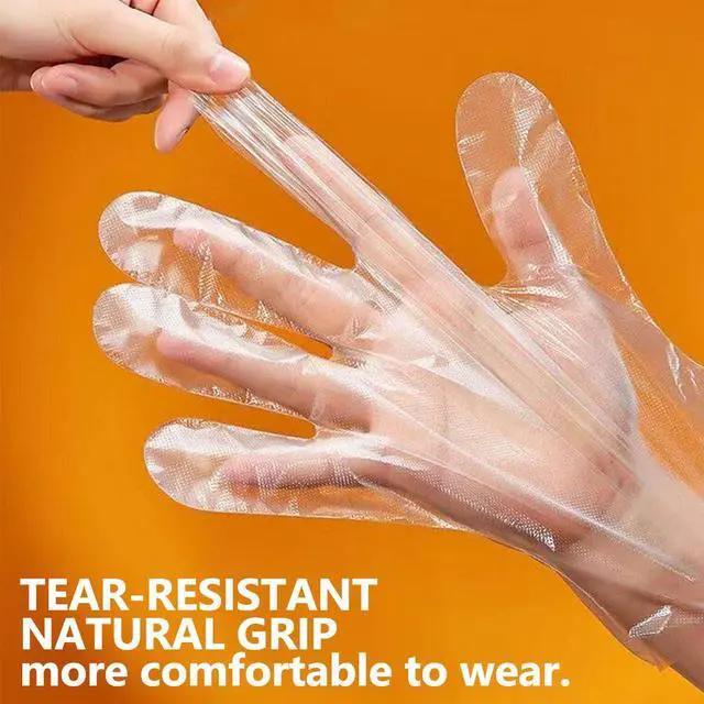 Alt view image 3 of 7 - 500 PCS Disposable Polyethylene Gloves, Clear, One Size Fits Most, Latex-Free, Ambidextrous, for Food Handling and General Purpose
