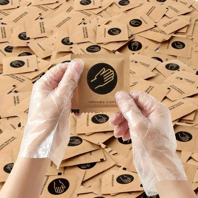 Main image of 280pcs (140prs) Plastic Gloves Disposable Food Prep Gloves Clear Cooking For Chef Baking Food Service Hair Dye Hand Care Kitchen Home Cleaning Individual Kraft Paper Wrapping