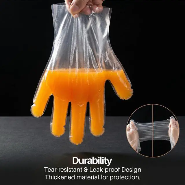 Alt view image 5 of 7 - 280pcs (140prs) Plastic Gloves Disposable Food Prep Gloves Clear Cooking For Chef Baking Food Service Hair Dye Hand Care Kitchen Home Cleaning Individual Kraft Paper Wrapping