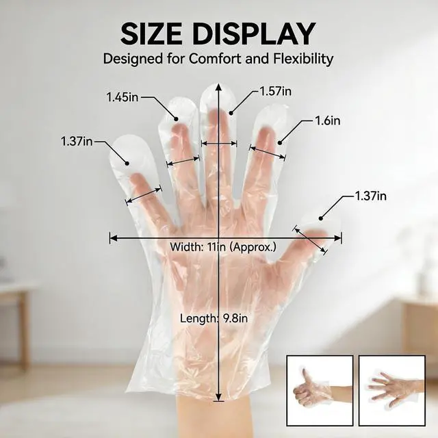 Alt view image 6 of 7 - 280pcs (140prs) Plastic Gloves Disposable Food Prep Gloves Clear Cooking For Chef Baking Food Service Hair Dye Hand Care Kitchen Home Cleaning Individual Kraft Paper Wrapping