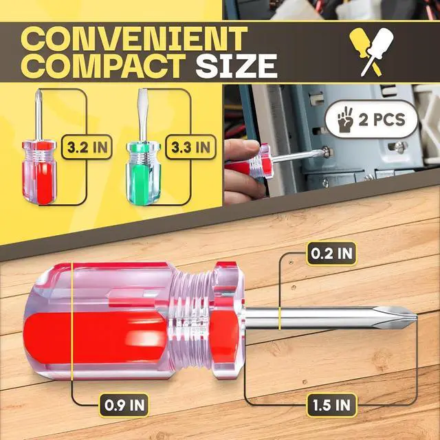 Alt view image 2 of 7 - 2 Pcs Mini Screwdriver Set, Flat and Phillips Head with Magnetic Tip