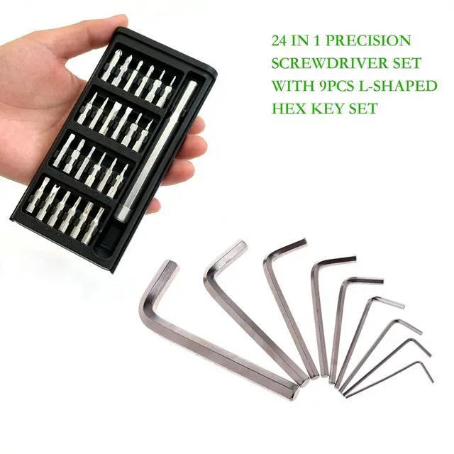 Alt view image 3 of 7 - 33 in 1 Precision Screwdriver Set with 9Pcs L-Shaped Hex Key Set, Professional Multi-Function Repair Tool Kit for Eyeglasses,Watches,Smartphones,Bicycles,Compute,Home Tool (Screwdriver,Hex Wrench)