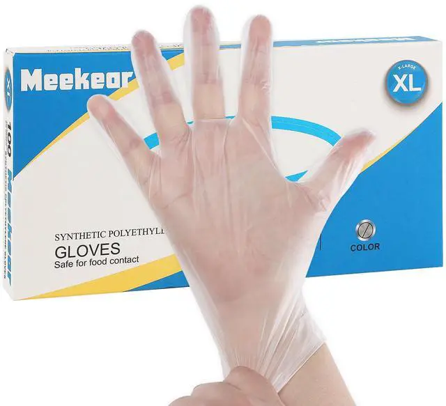 Main image of 100 PCS Food Prep Disposable Gloves, TPE Clear Latex-Free Food Safe Cleaning Gloves, BPA Free, Powder Free, Oil Tight, X-Large