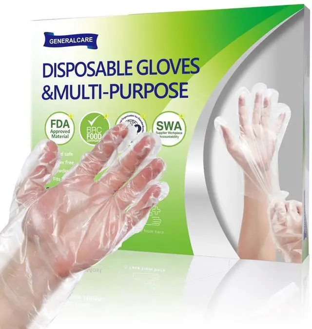 Main image of 100-Count Disposable PE Gloves, Textured Grip for Food Prep, Cleaning & Crafts, Food-Safe & Chemical Resistant, Multi-Purpose Protective Gloves