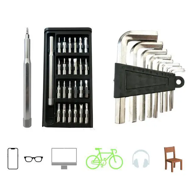 Alt view image 6 of 7 - 33 in 1 Precision Screwdriver Set with 9Pcs L-Shaped Hex Key Set, Professional Multi-Function Repair Tool Kit for Eyeglasses,Watches,Smartphones,Bicycles,Compute,Home Tool (Screwdriver,Hex Wrench)