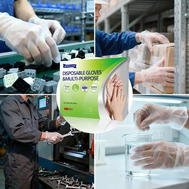 Alt view image 5 of 5 - 100-Count Disposable PE Gloves, Textured Grip for Food Prep, Cleaning & Crafts, Food-Safe & Chemical Resistant, Multi-Purpose Protective Gloves