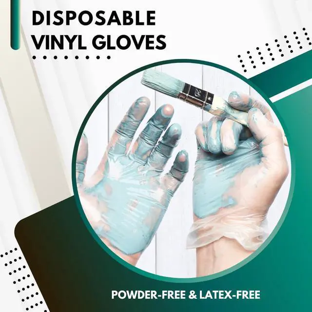 Alt view image 2 of 6 - Clear Vinyl Gloves, Disposable Powder-Free Latex-Free Gloves, 100 Count Box, Food Handling & Cleaning Gloves for Restaurants, Kitchen, Household, Medical, Beauty, Crafts and General Purpose Use