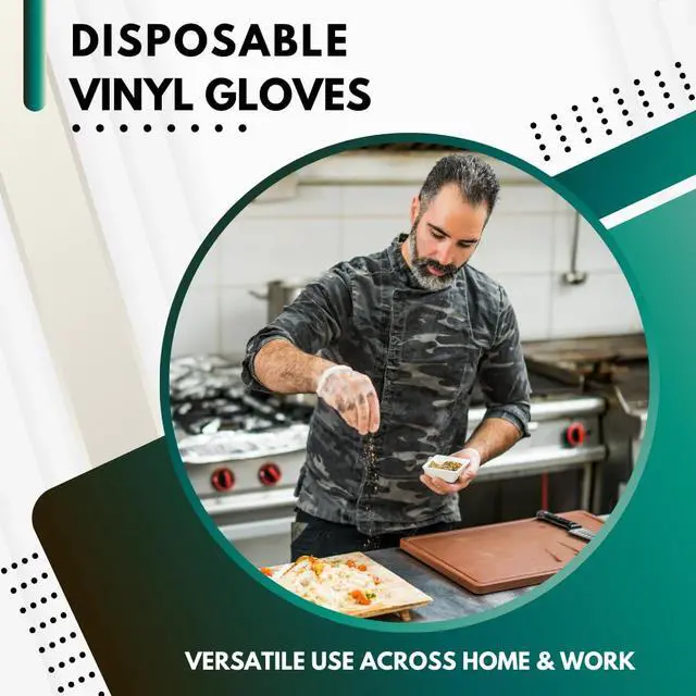 Alt view image 4 of 6 - Clear Vinyl Gloves, Disposable Powder-Free Latex-Free Gloves, 100 Count Box, Food Handling & Cleaning Gloves for Restaurants, Kitchen, Household, Medical, Beauty, Crafts and General Purpose Use
