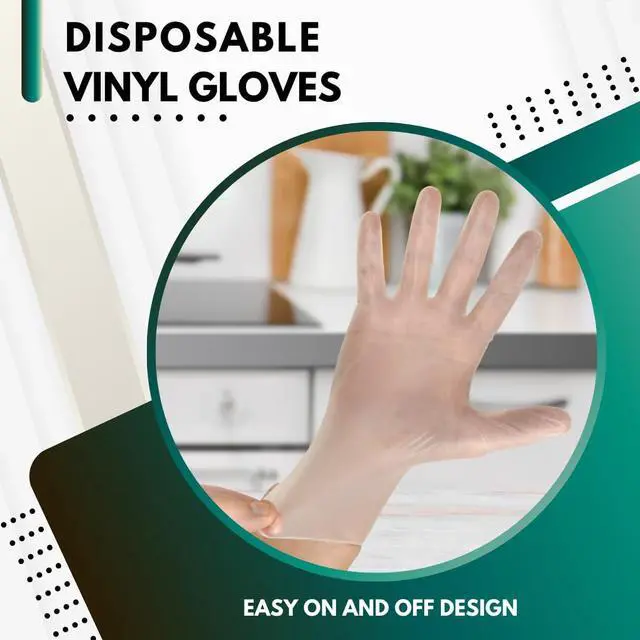 Alt view image 3 of 6 - Clear Vinyl Gloves, Disposable Powder-Free Latex-Free Gloves, 100 Count Box, Food Handling & Cleaning Gloves for Restaurants, Kitchen, Household, Medical, Beauty, Crafts and General Purpose Use