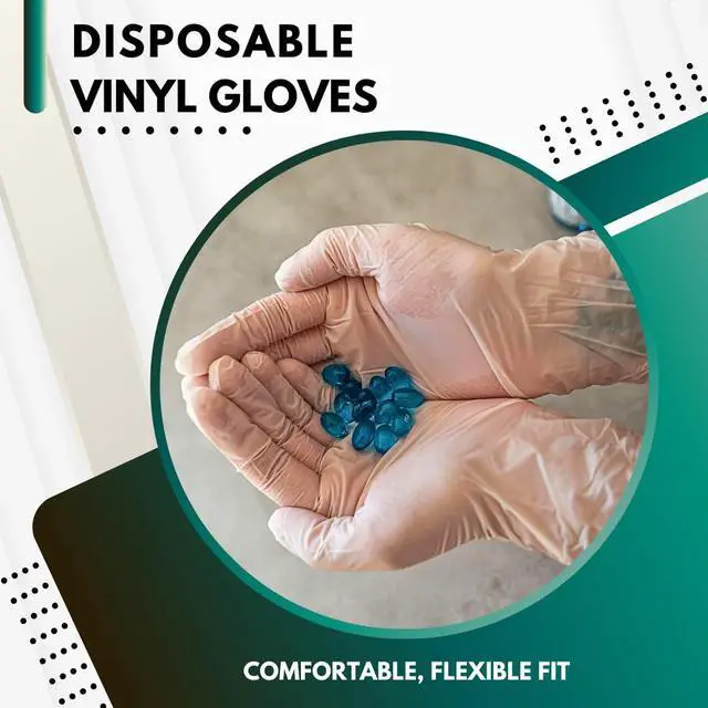 Alt view image 5 of 6 - Clear Vinyl Gloves, Disposable Powder-Free Latex-Free Gloves, 100 Count Box, Food Handling & Cleaning Gloves for Restaurants, Kitchen, Household, Medical, Beauty, Crafts and General Purpose Use