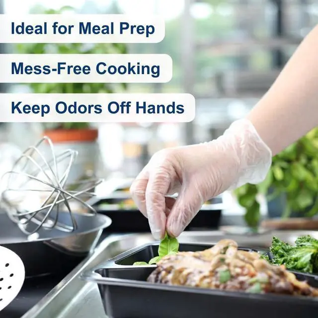Alt view image 4 of 6 - Clear Vinyl Disposable Gloves - Medium (100 Count), Latex Free & Food Safe - Multipurpose Protective Gloves for Meal Prep, Cooking, Cleaning, and Hair Dye - Powder Free