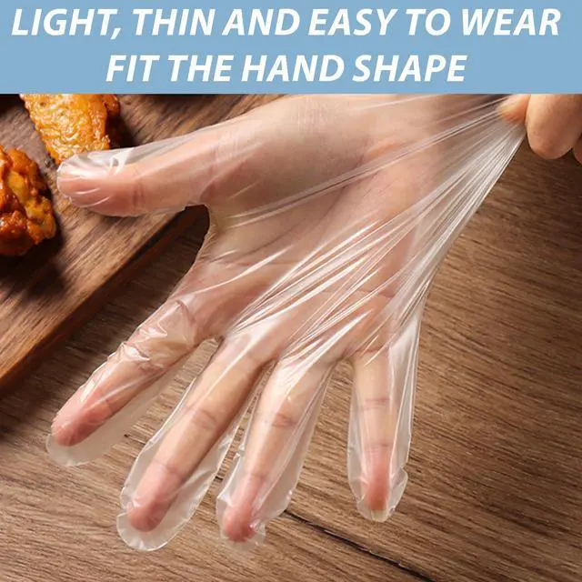 Alt view image 3 of 7 - 200 PCS Disposable TPE Gloves - Clear/White Plastic, Food Safe, Latex-Free, Powder- (M)