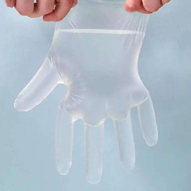Alt view image 6 of 7 - 200 PCS Disposable TPE Gloves - Clear/White Plastic, Food Safe, Latex-Free, Powder- (M)