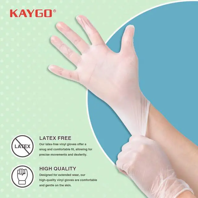 Alt view image 2 of 7 - Disposable Vinyl Gloves, 100 pack Powder Free Latex Free, 3 Mil,Idea for Home, Cleaning and Food, Clear, KG310,L