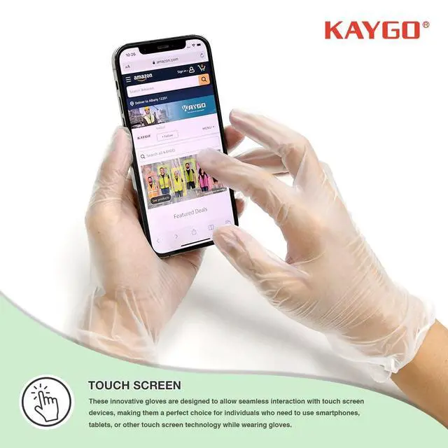Alt view image 3 of 7 - Disposable Vinyl Gloves, 100 pack Powder Free Latex Free, 3 Mil,Idea for Home, Cleaning and Food, Clear, KG310,L