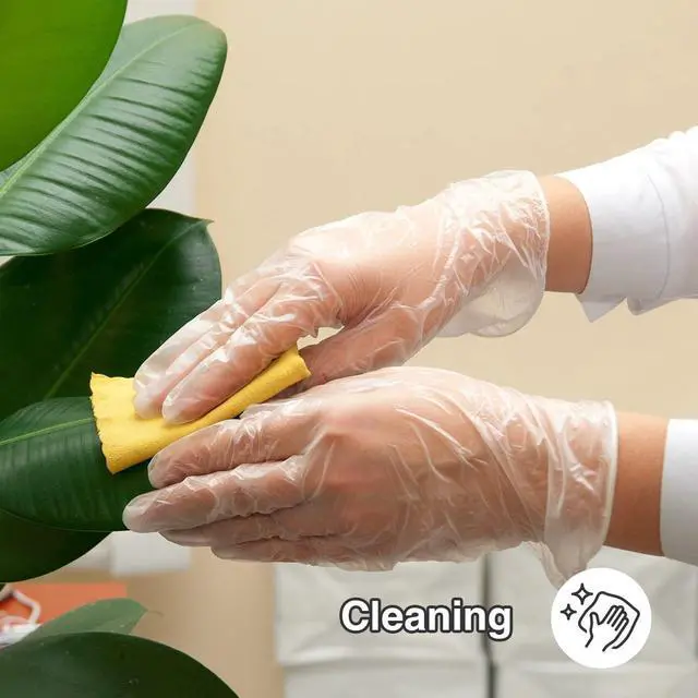 Alt view image 5 of 7 - Disposable Vinyl Gloves, 100 pack Powder Free Latex Free, 3 Mil,Idea for Home, Cleaning and Food, Clear, KG310,L